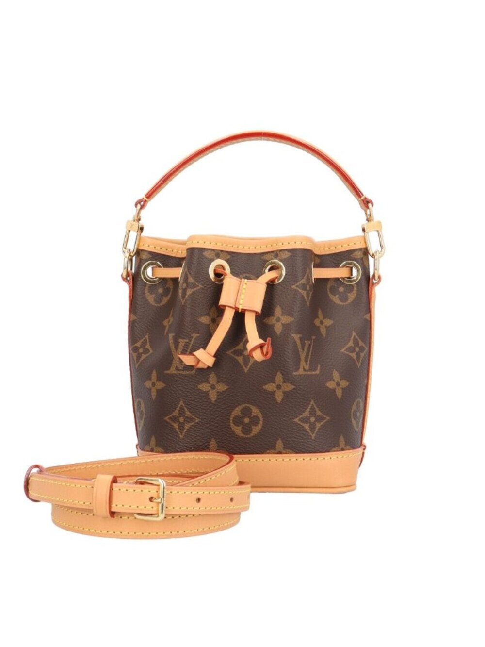 Louis Vuitton Nano Noe Monogram Shoulder Bag Canvas Brown
